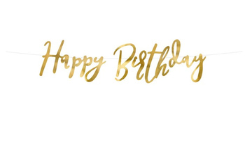 Baner urodzinowy "Happy Birthday" 62cm złoty