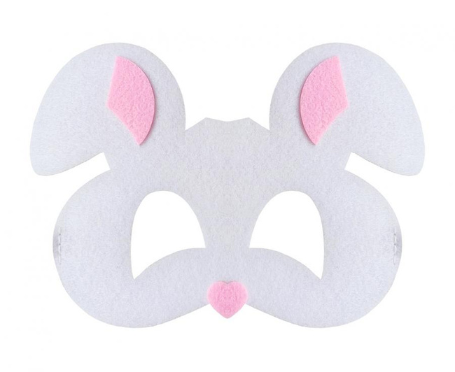 Maska płaska "Królik" biała filc