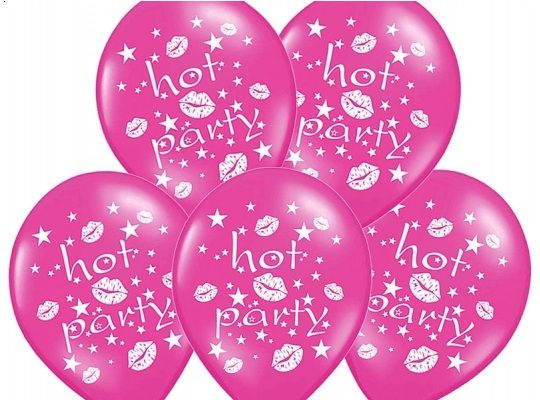 Balony 14' z nadrukiem Hot Party 6 sztuk