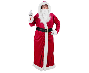 Kostium "Mikołaj" płaszcz + pas, broda, rękawiczki, dzwonek