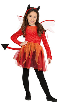 Kostium dziecięcy "Ognista Diablica" sukienka ze skrzydłami