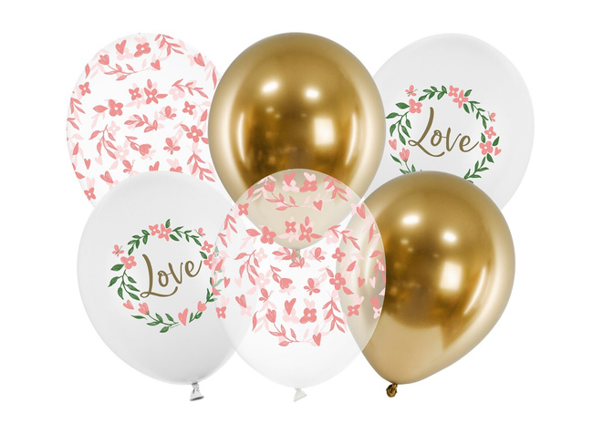 Balony 14" ślubne LOVE mix 6 sztuk