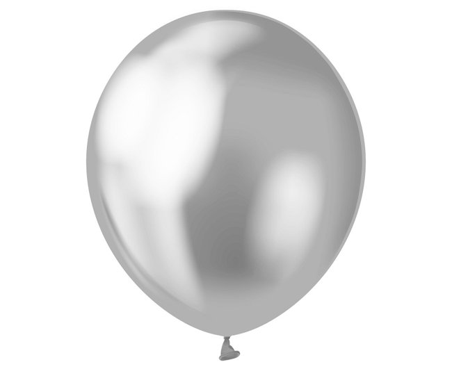 Balony gumowe 12" chrom srebrne 7 sztuk